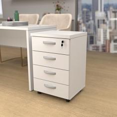 Gaveteiro Volante Para Escritório Com 4 Gavetas Netmobil, Branco