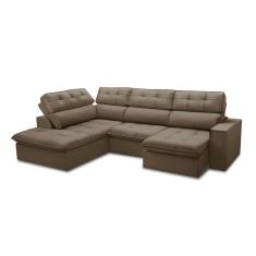 Sofá 5 Lugares Retrátil e Reclinável Arezzo com Chaise Esquerdo Veludo Castor