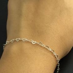 Promoção Pulseira Infantil/ Criança Prata Maciça 925 Coração - Lojas L