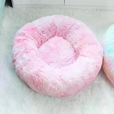 Cama calmante para cães e gatos, cama anti-ansiedade donut aquecimento aconchegante macio cama redonda para cães e gatos, cama macia fofa de pelúcia sintética para cães e gatos grandes, pequenos e médios diâmetro 61 cm