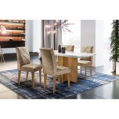 Conjunto Sala de Jantar Mesa com 4 Cadeiras Cayman Espresso Móveis Animalle Choc. Off White/Imbuia