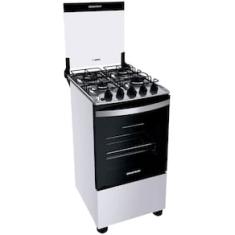 Fogão Brastemp 4 Bocas BFO4EBB com Mesa de Inox, Dupla Chama e Grades Individuais Bivolt – Branco