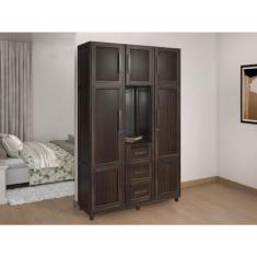 Guarda-roupa Solteiro com Espelho 7 Portas 3 Gavetas Belém Capelinha Imbuia Natural