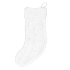 Meia de Natal de Malha, Decoração de Férias, Enfeites para Casa, Cabo Macio, Meia de Natal Grande para Lareira (Branco)