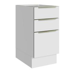 Balcão Madesa Lux 40 cm 3 Gavetas (Sem Tampo) - Branco/Branco Veludo, 
