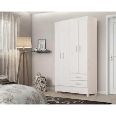 Guarda Roupa Solteiro 4 Portas e 2 Gavetas Astro Flex Branco/Branco ou Rosa - Demóbile