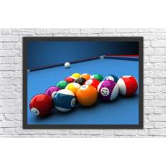 Quadro Decorativo Sinuca Jogos Bilhar Salas Decorações Com Moldura - V