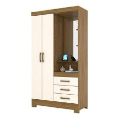 Guarda Roupa Solteiro B64 Nature Off White com Espelho  Briz Móveis - 