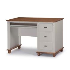 Escrivaninha 3 Gavetas Suporte para Teclado Divisor de Ambiente 50605 Linz Moveis - Off White/Imbuia Glazer