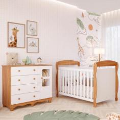 Quarto de Bebê Completo Berço Americano Marquesa 3 Em 1 Cômoda Uli 4 G
