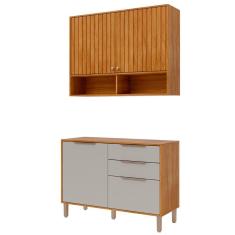 Armario Aereo com Balcão Divina 120cm com 4 Portas 2 Gavetas