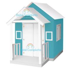 Casinha De Brinquedo Infantil 120cm Em Madeira Com Varanda - Bebê Comp