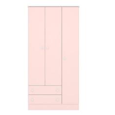 Guarda Roupa Infantil 3 Portas 2 Gavetas Rosa Acetinado - Qmovi