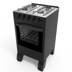 Fogão Braslar 4 Bocas New Sirius Black Sem Tampa Mesa Inox Forno Com Termocoupla Preto