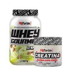 Kit Whey Protein Gourmet Pote 907g + Creatina Power Explosion Sem Sabo