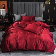 Jogo De Cama Solteiro King Cetim 7Pç Vermelho C/Graffiti