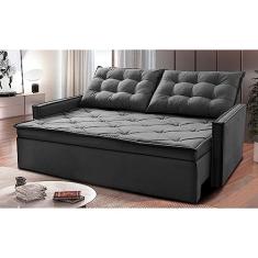 Sofá Sem Caixa Retrátil e Reclinável 1,85m Cama Inbox Studio Suede Velusoft Cinza