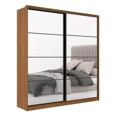 Guarda Roupa Casal Belga 2 Portas em Espelho Amendola Grafito Flex - Demartêz