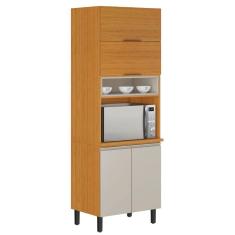 Armário De Cozinha Paneleiro Com Nicho Para Micro Ondas 4 Portas 2 Nichos Cinamomo/off White Itatiaia