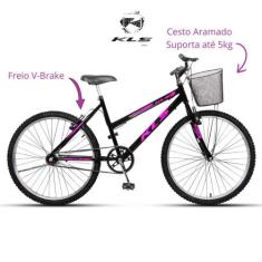 Bicicleta Aro 26 Kls Free Freio V-Brake Mtb Feminina, Preto, Pink