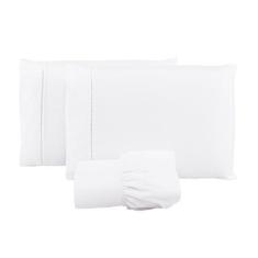 Jogo Lençol 400 Fios Ponto Palito Cama Solteiro 2Pçs Poliéster - Branc