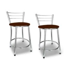 Kit 2 Banco Banquetas Baixa Cromada C/ Encosto - Moveraço, Cromado, As