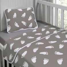 Jogo De Cama Malha Tecebem Baby Mia 3 Pçs Cinza