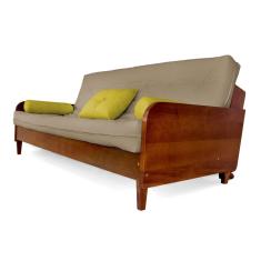 Sofá Cama Paris Sarja Madeira Nobre Imbuia - Bege Claro