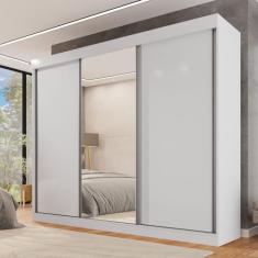 Guarda Roupa Casal 3 Portas de Correr com Espelho Central 6 Gavetas Ga