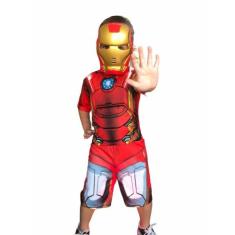 Fantasia Do Homem De Ferro Curta Com Enchimento E Máscara Infantil - R