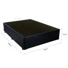 Cama Box Baú Casal 138 Bello Box - Tecido Sintético Preto, 3 meses