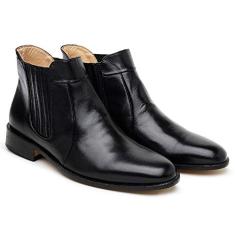 Bota Masculina Jacometti Chelsea Couro Lisa Conforto Country preto 42