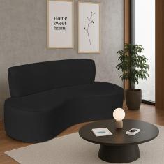 Sofá Curvo 3 Lugares Amsterdã 180cm Bouclé Cor Preto