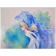Quebra Cabeça Frozen Elsa Anna Olaf Brincar Neve Disney 63Pç, Elza