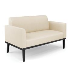 Sofá Namoradeira Base de Madeira Fixa Preto Marisa Linho  D03 - D'Rossi