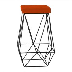 Banqueta Decorativa Kathy Base Preta Suede Telha Gran Belo