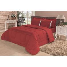 Edredom Quality Casa Dona Dupla Face Casal Queen 240x220cm Vermelho