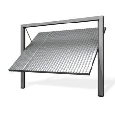 Portão Contrapeso de Aço Galvanizado com Chapa Frisada 220x285cm Mecal Cinza