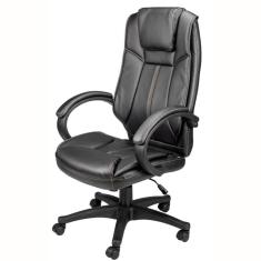  Cadeira Giratória Córdoba Rivattis Revestida Em Poliuretano Preto Base Rodízio Nylon