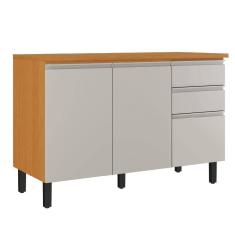 Balcão De Cozinha Triplo Com Tampo 3 Portas 2 Gavetas 1,20m Cinamomo-off White Namur Itatiaia Cinamo-off