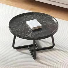 Mesa de centro redonda para sala de estar, mesa de centro de nogueira com canelado, mesas de canto para quarto, escritório, varanda, quintal, apartamento, decoração de escritórios