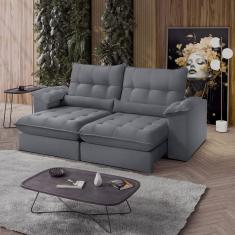Sofá Retrátil Reclinável Molas Ensacadas Chicago 250 Cm Cinza