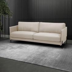 Sofá Decorativo Karine 3 Lugares Sala de estar 240cm Pés em Aço Couro 