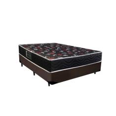 Cama Box Casal Colchão Espuma D33 Oriental Preto Ducci + Box Sintético