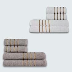 Jogo De Toalhas 8 Pe?a Cole??o Montreal 100% Algod?o Branco+cinza