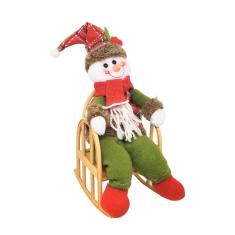 Boneco de Neve Decor Pelúcia Xadrez Vermelho e Verde na Cadeira de Balanço 28cm - Master Christmas