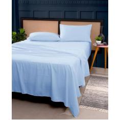 Lençol Solteiro 3 pças 400 Fios Micropercal - Out Casa, AZUL CLARO