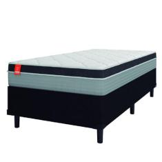 Cama Box Solteiro Colchão Molas Ensacadas Real 88x188x65cm Preto / Cin