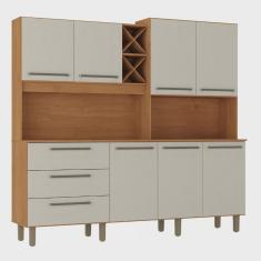 Armário para Cozinha 7 Portas 3 Gavetas com Balcão e Porta Garrafas Ajax