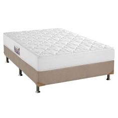 Cama Box Casal: Colchão Espuma D45 Herval Top + Base crc Suede Clean(138x188)